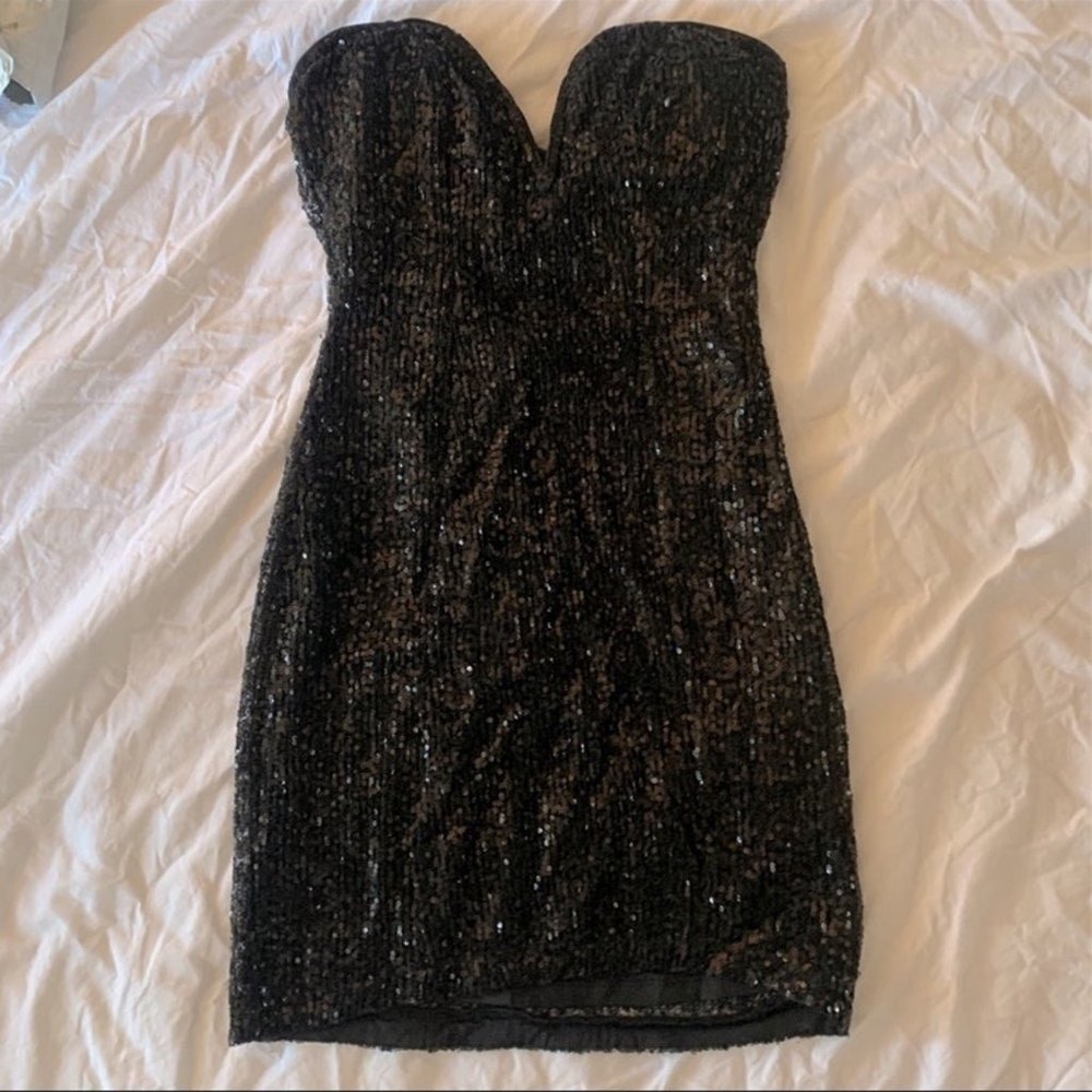 NWOT Nasty Gal Helix Plunge Neck Sequin Mini Dress